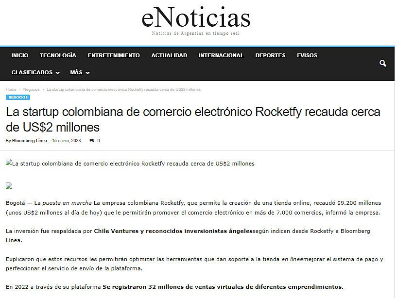 La startup colombiana de comercio electrnico Rocketfy recauda cerca de US$2 millones